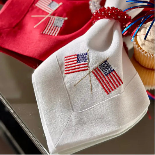 Arte Italica Napkin: American Flag Linen - White