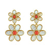 ASHA EAR Daisy Coral Double Drop Earrings