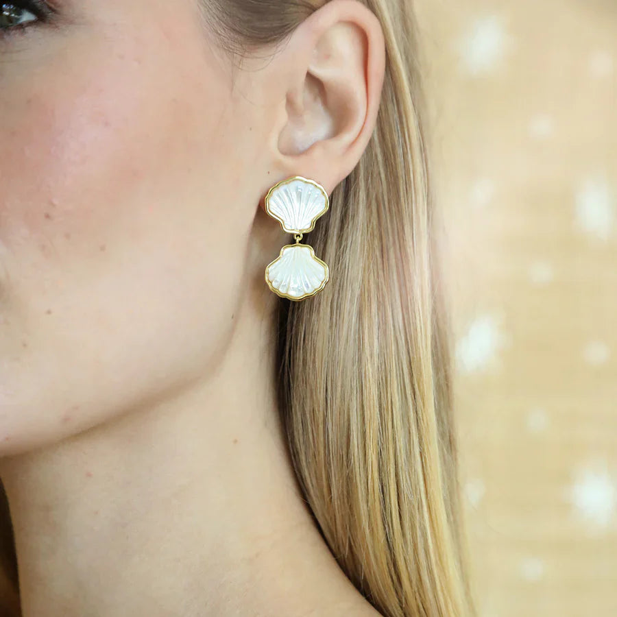 ASHA Sankaty Scallop Double Drop Earring