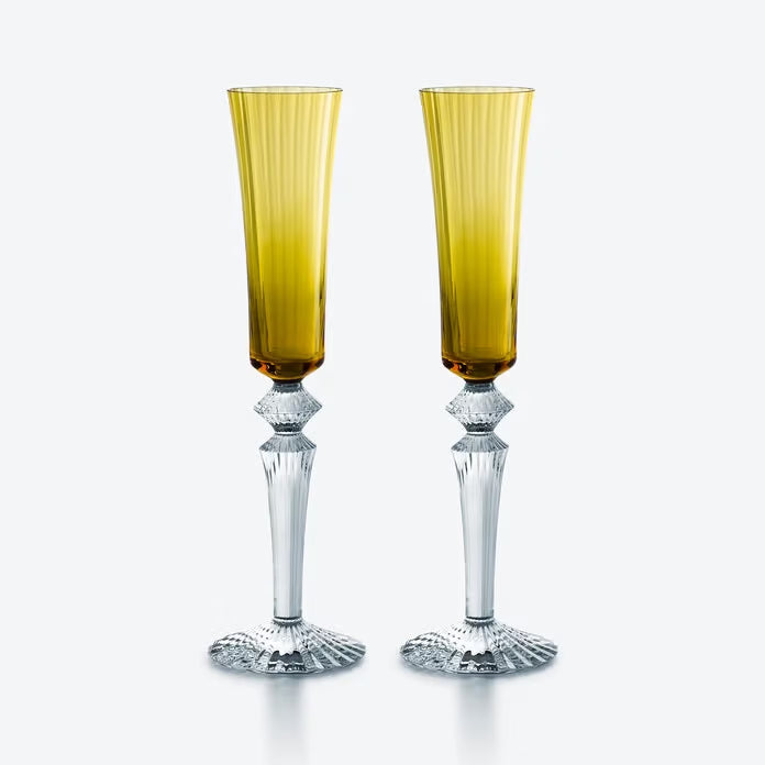 Baccarat Mille Nuits Flutissimo Flutes Champagne Gold Set of 2