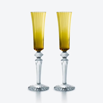 Baccarat Mille Nuits Flutissimo Flutes Champagne Gold Set of 2