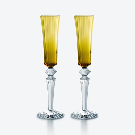 Baccarat Mille Nuits Flutissimo Flutes Champagne Gold Set of 2