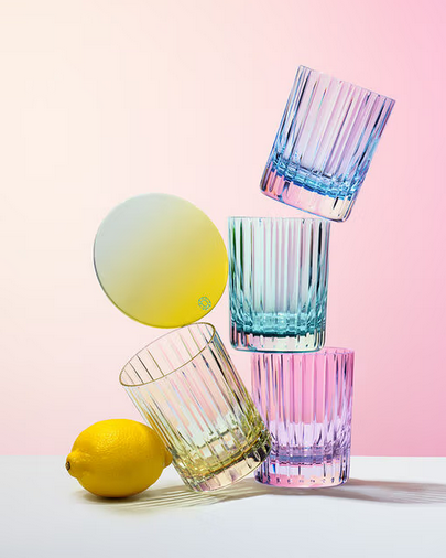 Baccarat Crystal Yellow Harmonie Set of Two Double Old Fashioned