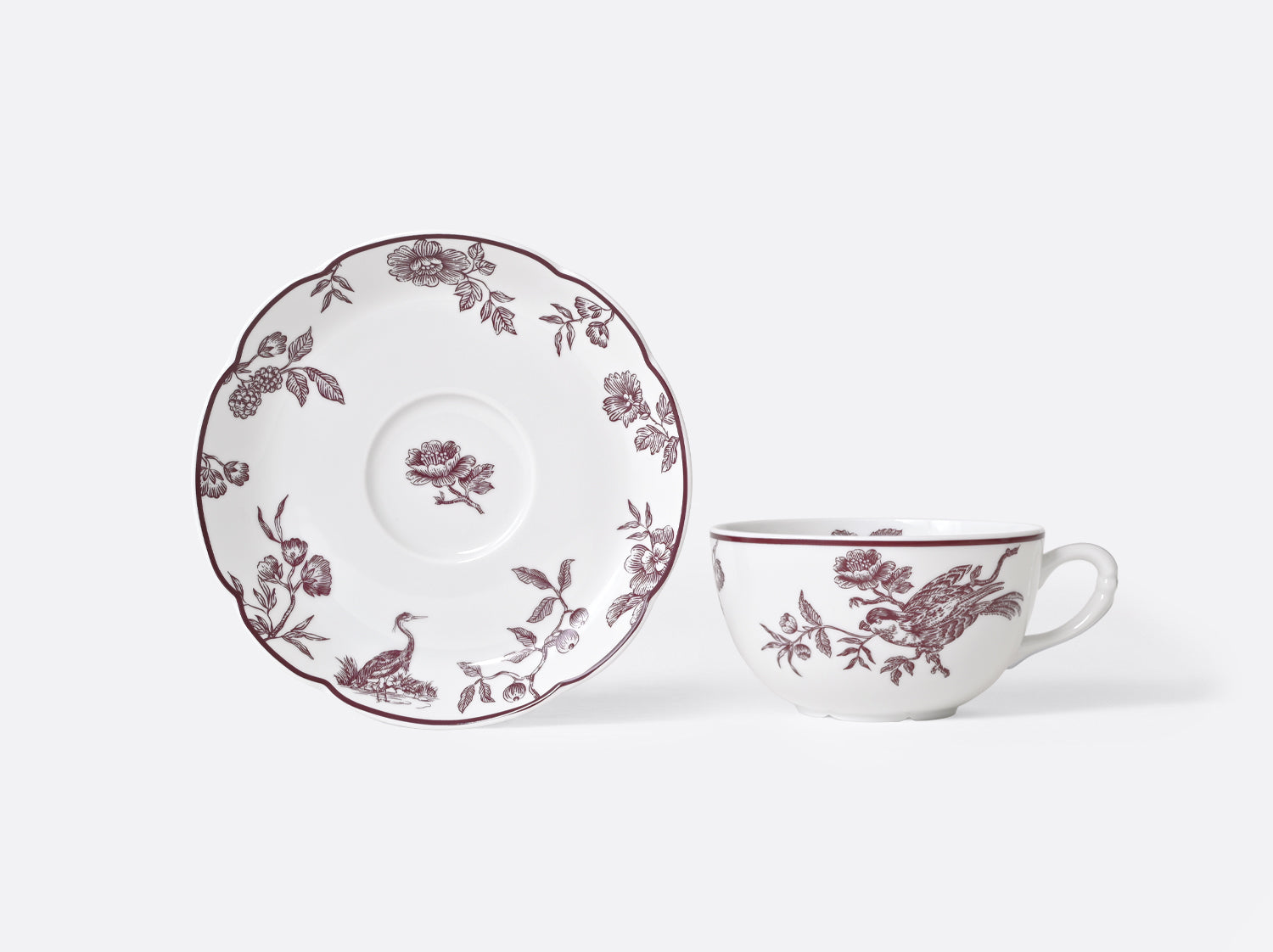 Bernardaud Albertine Prune Tea cup and saucer gift box