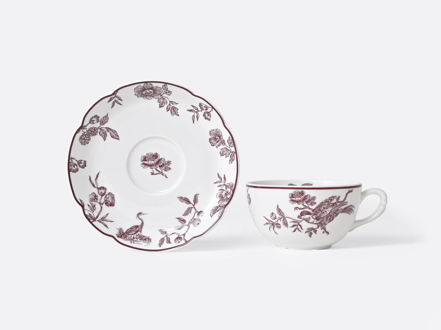 Bernardaud Albertine Prune Tea cup and saucer gift box