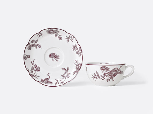 Bernardaud Albertine Prune Tea cup and saucer gift box