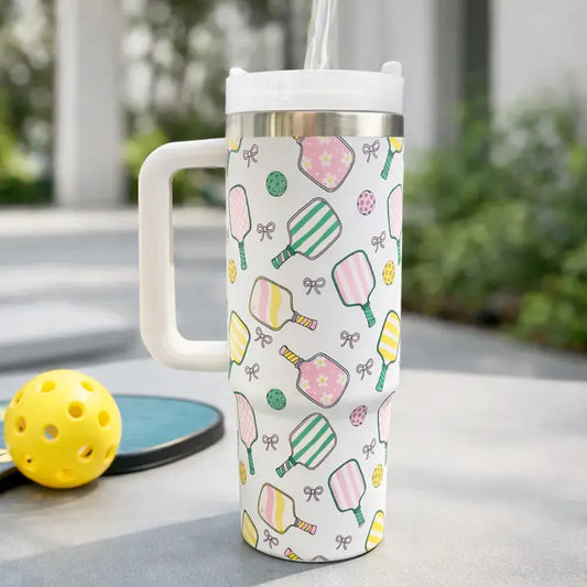 Born To Rally Bows Pickleball 30oz Tumbler- Bows Multi Paddle