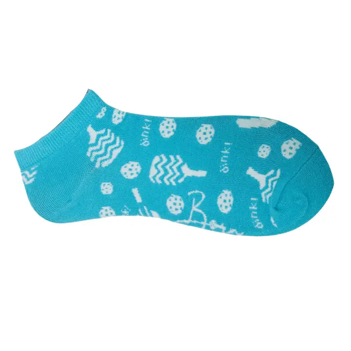 Born To Rally Aqua Pickleball Ankle Socks