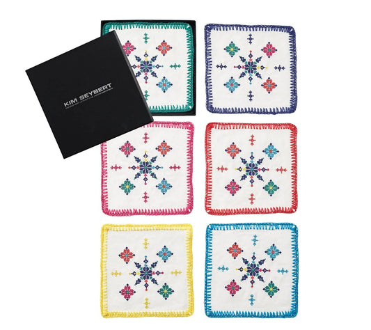 Kim Seybert Cocktail Napkins: Fez in Multi, Set of 6