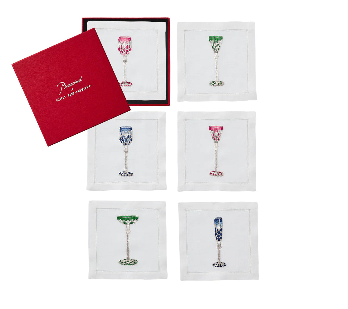 Kim Seybert Cocktail Napkins: BACCARAT Tsar in Multi, Set of 6