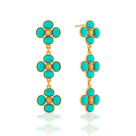 Capucine De Wulf  Berry Clover Linear Earrings - Turquoise