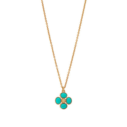 Capucine De Wulf Berry Clover Double Sided Charm Necklace, 16"+2" - Turquoise