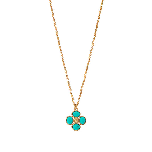 Capucine De Wulf Berry Clover Double Sided Charm Necklace, 16"+2" - Turquoise