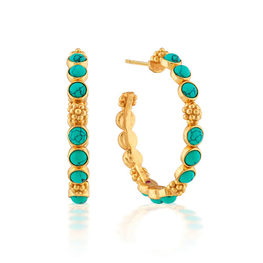 Capucine De Wulf Berry Gem Medium Hoop Earrings - Turquoise