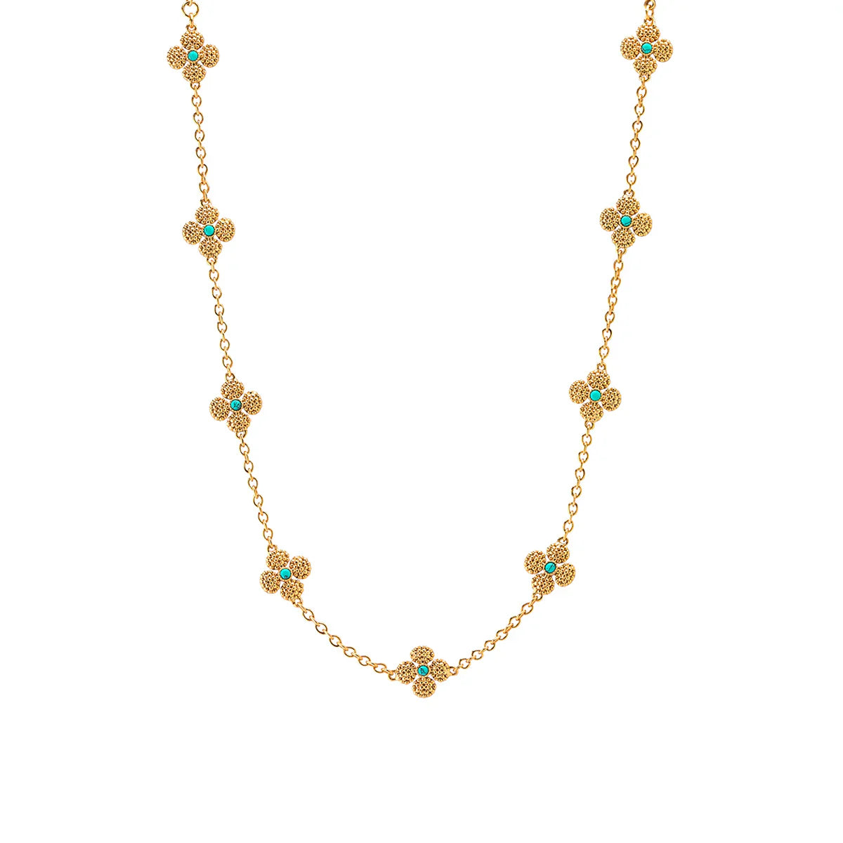 Capucine De Wulf Berry Clover Double Sided Necklace, 16"+2" - Turquoise