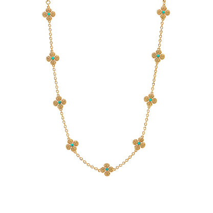 Capucine De Wulf Berry Clover Double Sided Necklace, 16"+2" - Turquoise