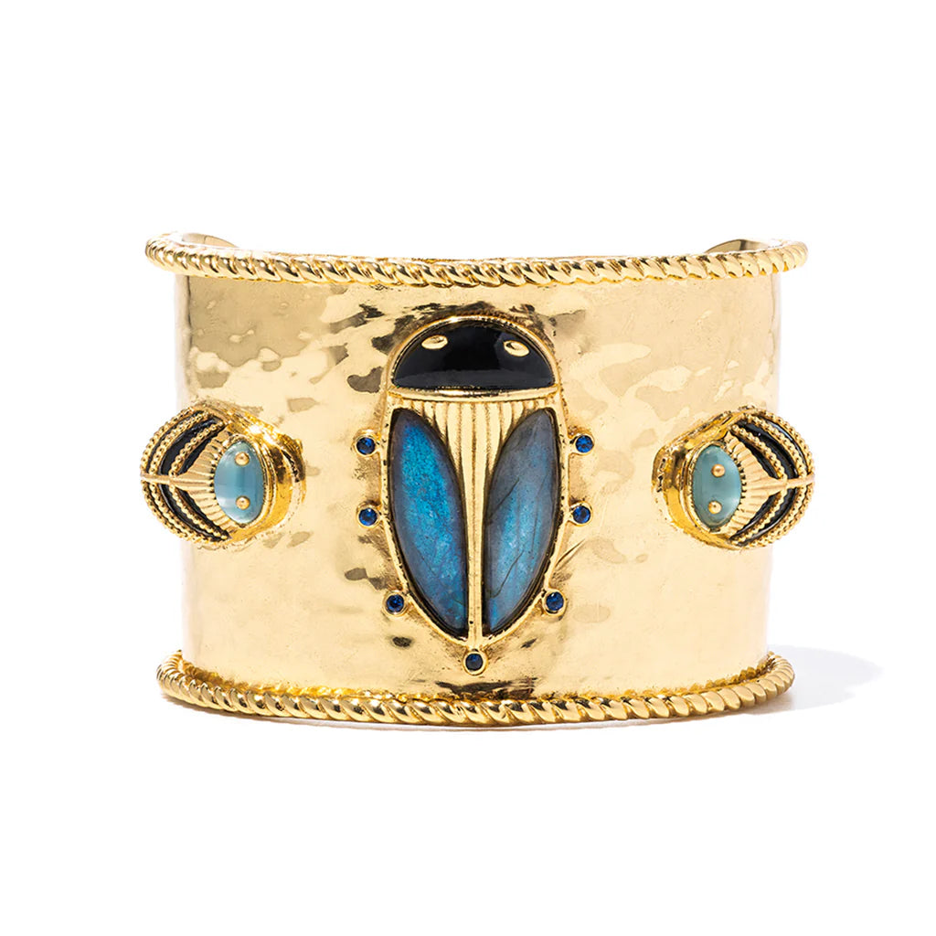 Capucine De Wulf Scarab Grande Cuff - Blue Labradorite/Black Agate