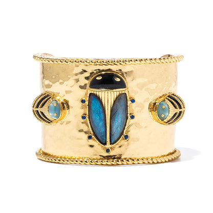 Capucine De Wulf Scarab Grande Cuff - Blue Labradorite/Black Agate