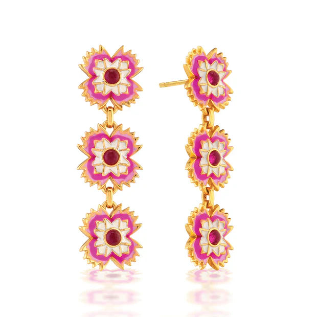 Capucine De Wulf  Dianthus Pink Linear Earrings