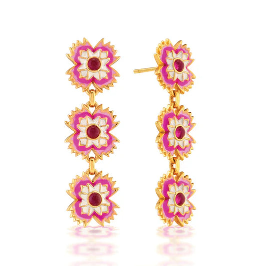 Capucine De Wulf  Dianthus Pink Linear Earrings