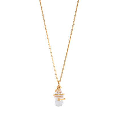Capucine De Wulf Lily Drop Lily Charm Necklace, 16"+2" - Clear Quartz