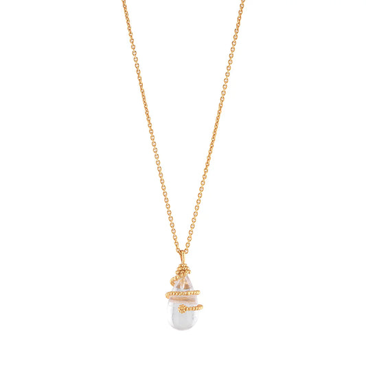 Capucine De Wulf Lily Drop Lily Charm Necklace, 16"+2" - Clear Quartz