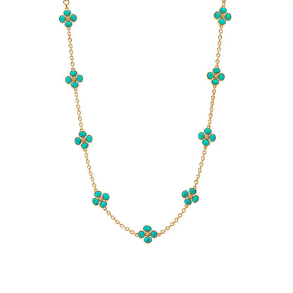 Capucine De Wulf Berry Clover Double Sided Necklace, 16"+2" - Turquoise