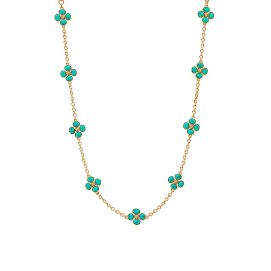 Capucine De Wulf Berry Clover Double Sided Necklace, 16"+2" - Turquoise