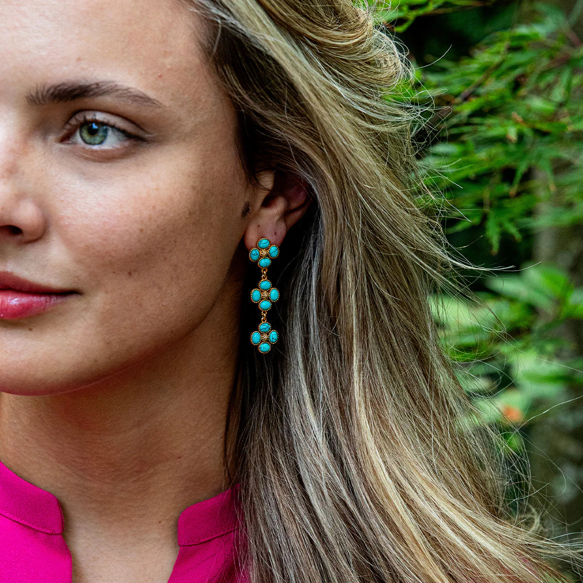 Capucine De Wulf  Berry Clover Linear Earrings - Turquoise