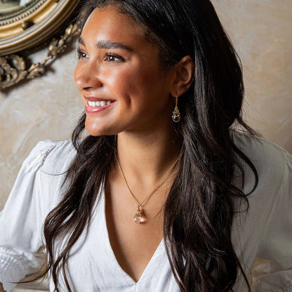 Capucine De Wulf Lily Drop Lily Charm Necklace, 16"+2" - Clear Quartz