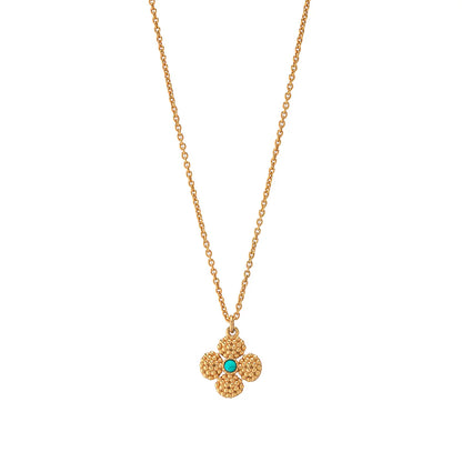 Capucine De Wulf Berry Clover Double Sided Charm Necklace, 16"+2" - Turquoise