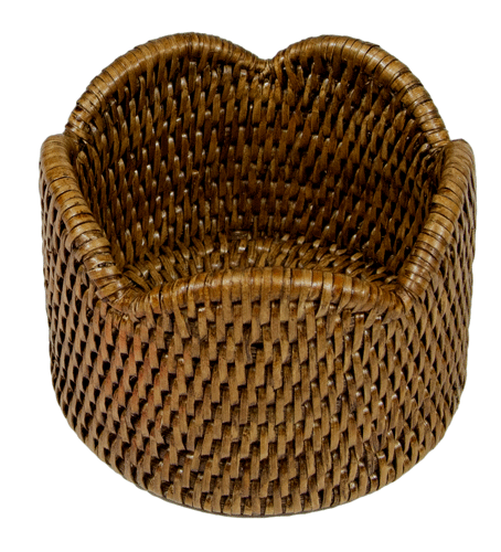 Caspari Natural Brown Scallop Rattan Wine Coaster