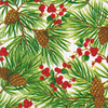 Caspari Evergreen And Berries White Napkin Luncheon