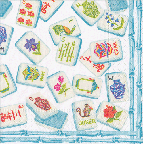 Caspari Mahjong Robin's Egg Napkin Cocktail Napkin