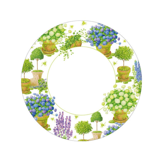 Caspari Potted Hydrangeas Paper Salad & Dessert Plates - 8 Per Package