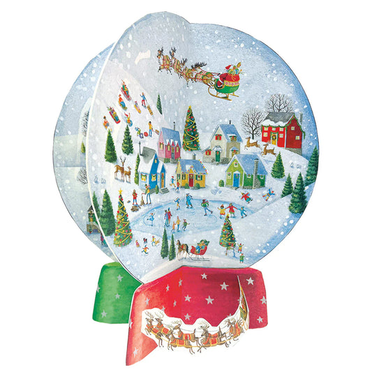 Caspari Advent Calendar: Winter Village Snow Globe - 3D Die-Cut