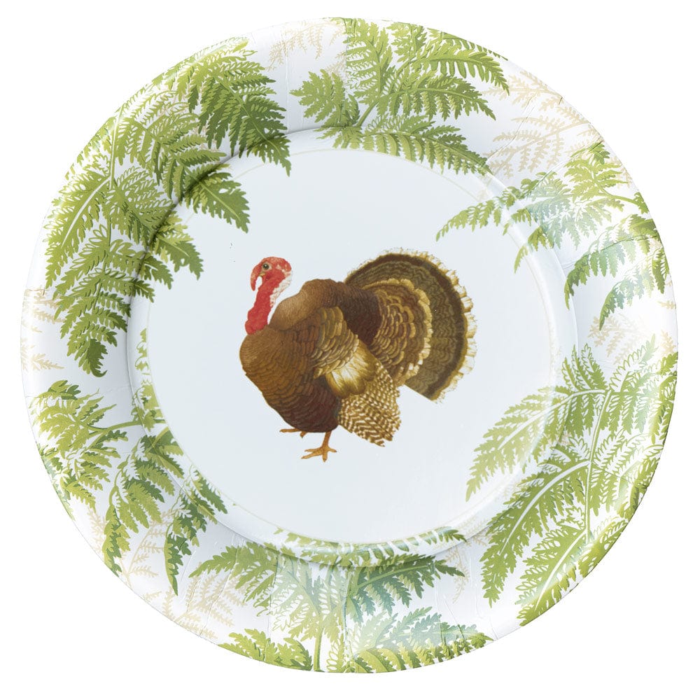 Caspari Dinner Turkey Among Ferns Paper Dinner Plates
