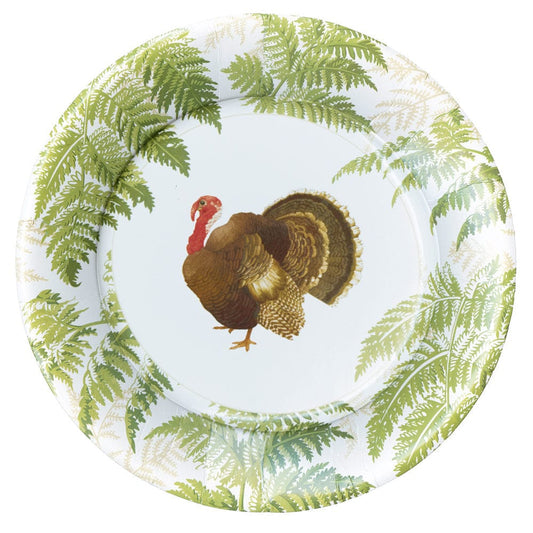 Caspari Dinner Turkey Among Ferns Paper Dinner Plates