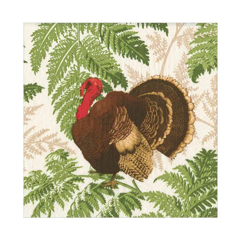 Caspari Turkey Among Ferns Luncheon Napkins
