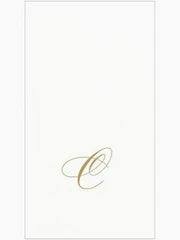 Caspari Initial C Guest Towel Gold Box of 24