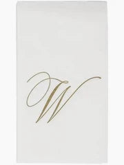 Caspari Initial W Guest Towel Gold Box of 24