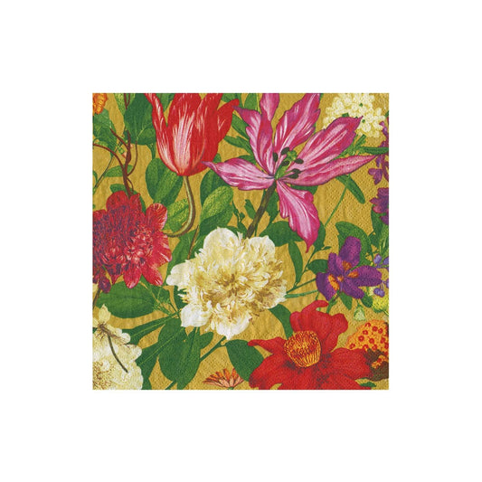 Caspari Dutch Floral Gold Cocktail Napkins