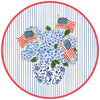 Caspari Flags and Hydrangeas Round Paper Placemats - 12 Per Package