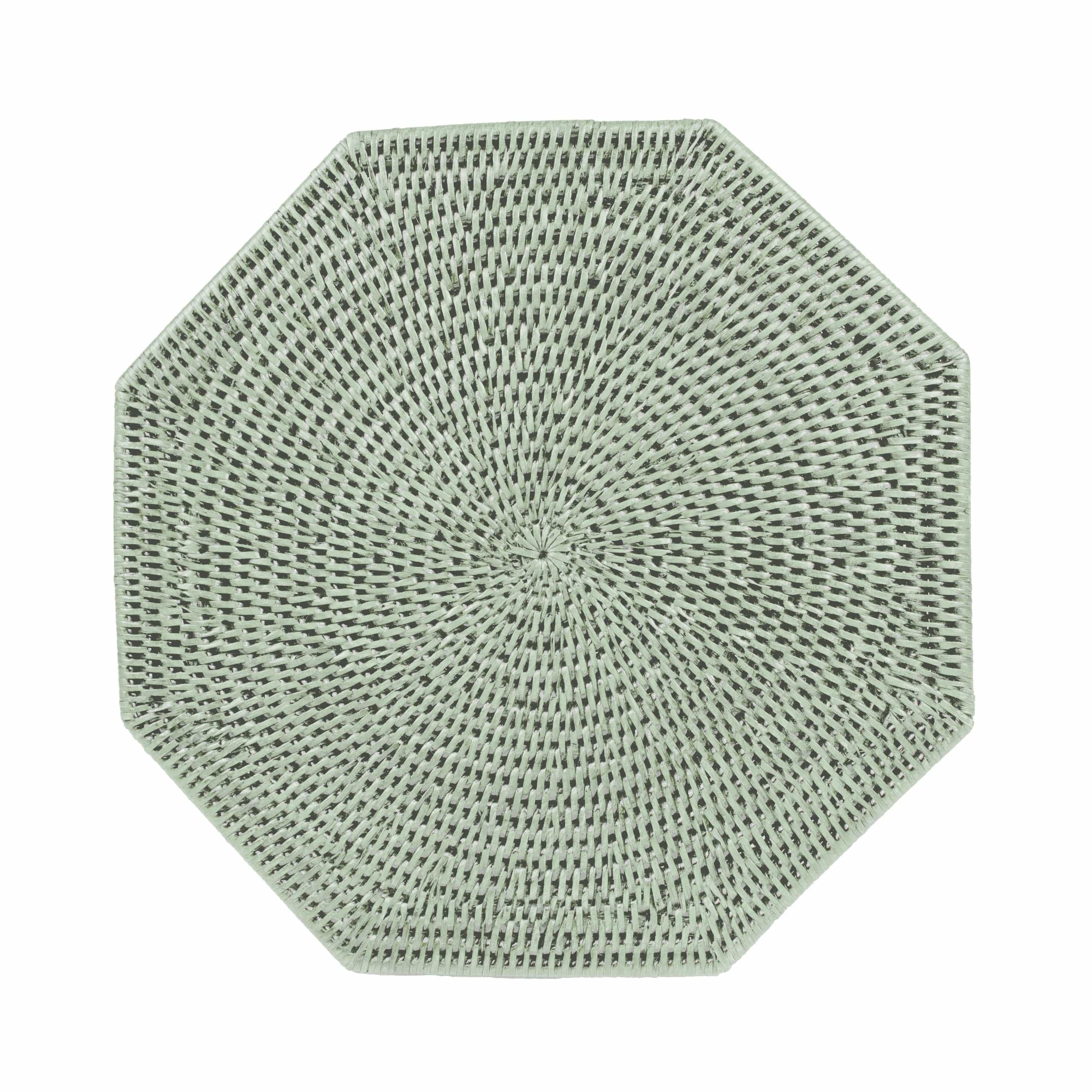 Caspari Green Octagonal Rattan Placemat