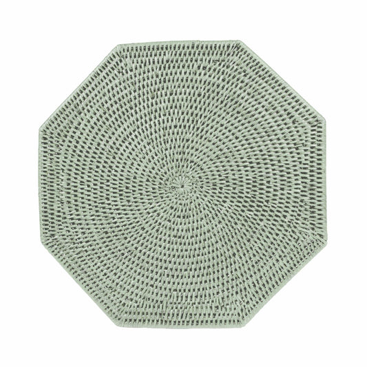Caspari Green Octagonal Rattan Placemat
