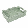 Caspari Green Scalloped Small Tray Rattan