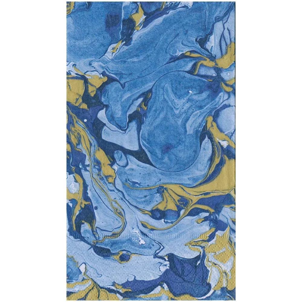 Caspari Marbled Blue Guest Towel