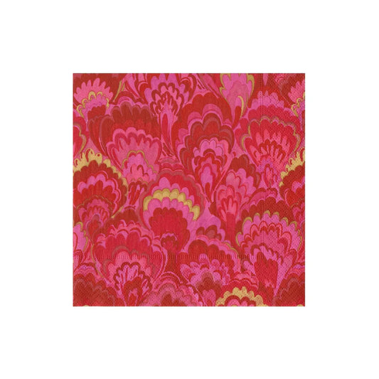 Caspari Marbled Ceramica Red & Fuchsia Cocktail Napkin