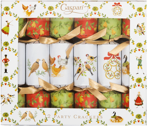 Caspari On The Twelfth Day Mini Party Crackers - 7 Inch/12