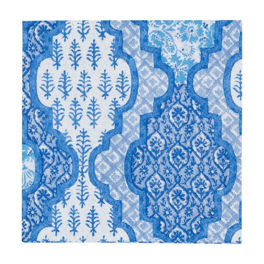 Caspari Provençal Cotton Blue Cocktail Napkins